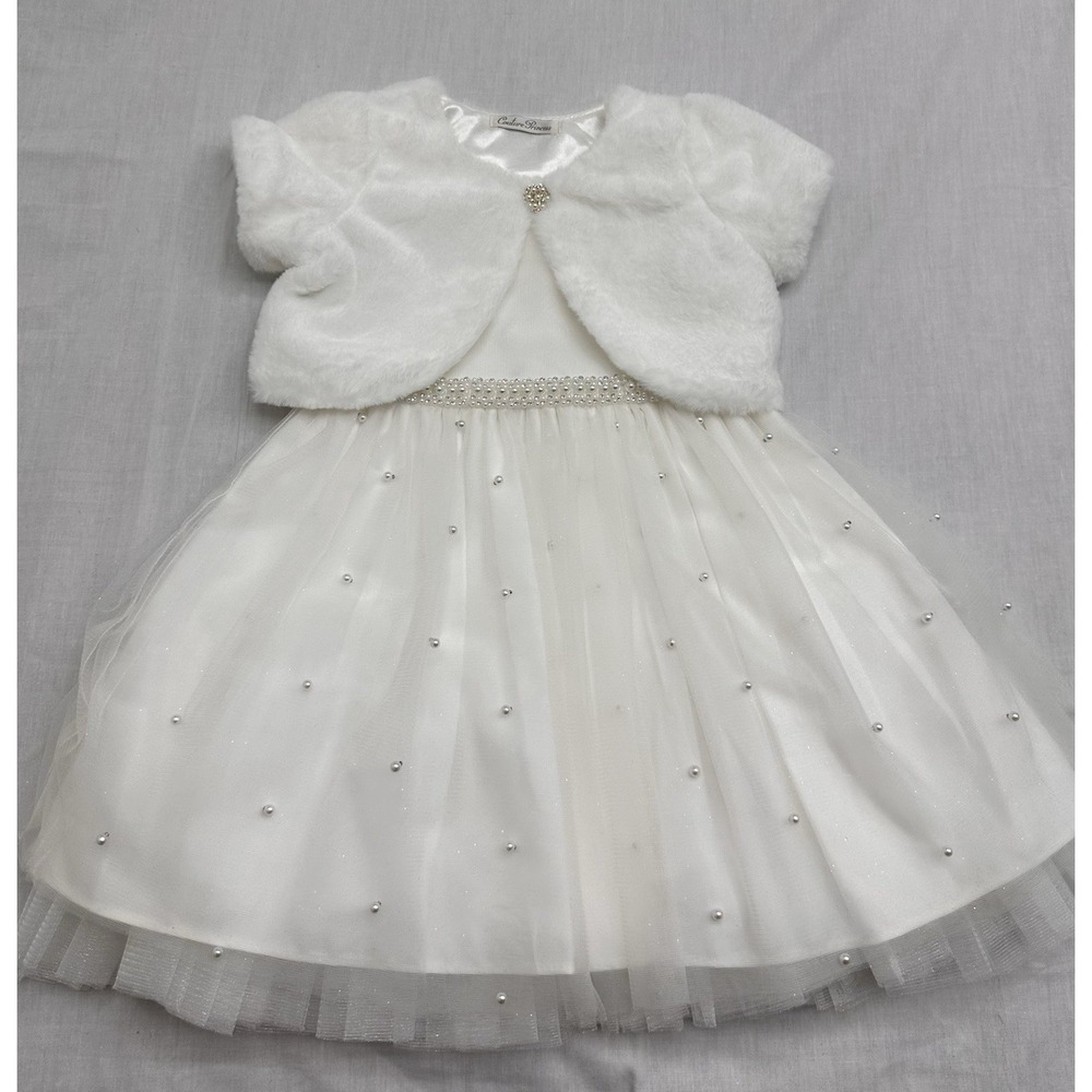 Child's formal dress Couture Princess Sz 3T White with  beads/rinestones